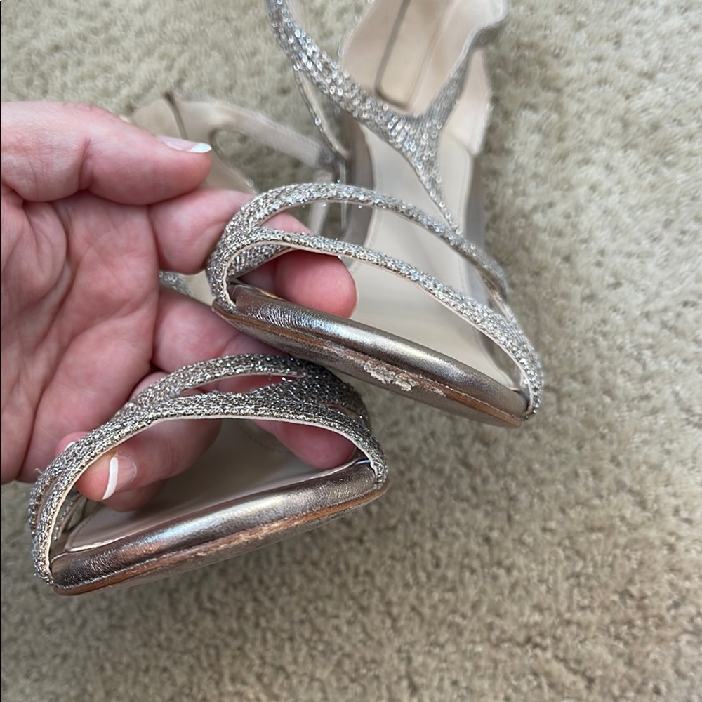 Pelle Moda Champagne Strappy Heels for Formal Occasions - Picture 5 of 9
